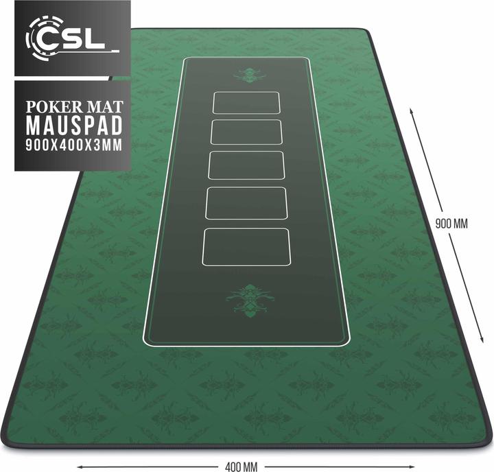 Immagine prodotto CSL Tappetino per mouse XXL 900x400 mm, mousepad per poker, tappetino da tavolo per poker, tappetino