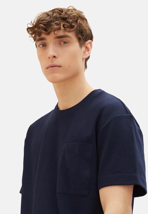 Produktbild Tom Tailor T-Shirt Kurzarmshirt structured mit Brusttasche (S)