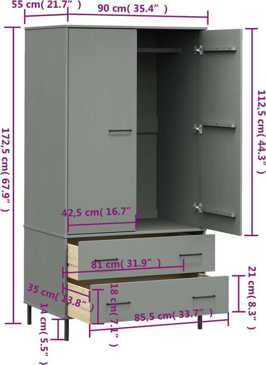 Actual product image VidaXL Maddi (90 x 55 x 172.5 cm)