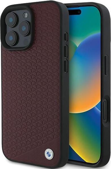 Actual product image BMW BMHMP16X23RDDR iPhone 16 Pro Max 6.9" czerwony/red hardcase Sign Leather Diamond Metal Logo MagS (Apple iPhone 16 Pro Max)