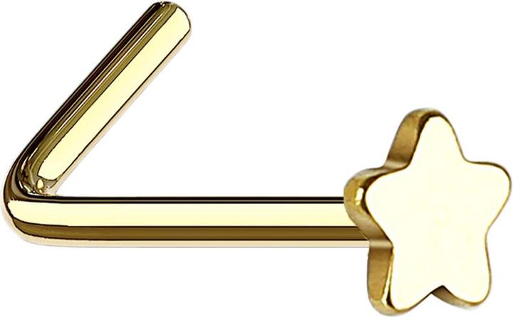Produktbild Star Piercing Nasenstecker gewinkelt vergoldet mit Stern (Chirurgenstahl 316L, ohne Messing)