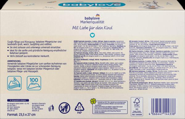 Produktbild dm babylove Babypflegetücher (100 Stück)