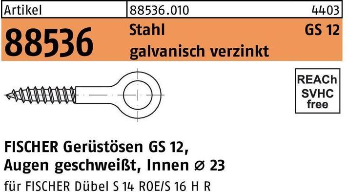 Actual product image Fischer Scaffolding eye R 88536 GS 12 x 120 Galvanised steel (25 pcs.)