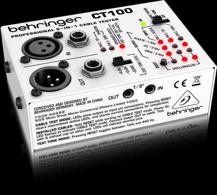 Image du produit Behringer Testeur de câbles CT100 (Testeur de câbles audio)