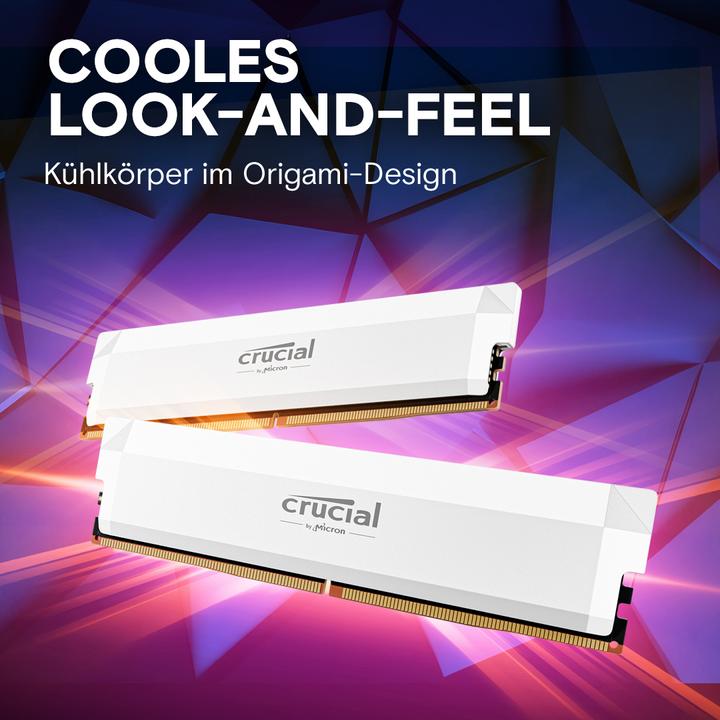 Actual product image Crucial Pro DDR5-6000 Kit 32GB 2x16GB UDIMM white Overclocking (2 x 16GB, 6000 MHz, DDR5 RAM, U-DIMM)