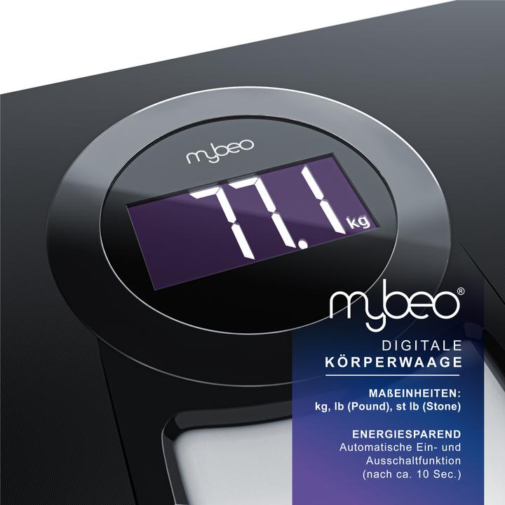 Immagine prodotto Mybeo Bilancia pesapersone digitale, bilancia da bagno con vetro di sicurezza da 6 mm, bilancia personale (150 kg)