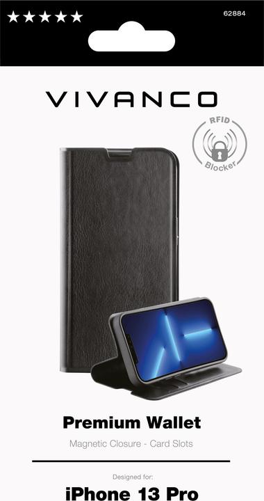 Actual product image Vivanco Premium Mobile Phone Protective Case 15.5 cm (6.1" ) Wallet Case Black (Apple iPhone 13 Pro)