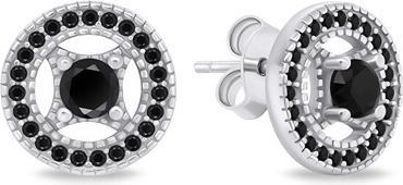 Brilio Silver - Silver earrings withack zircons EA802WBC