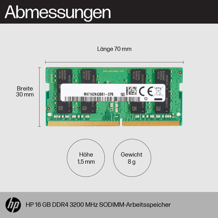 Image du produit HP 16GB DDR4 3200 SODIMM Memory (1 x 16GB, 3200 MHz, RAM DDR4, SO-DIMM)