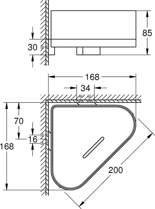Produktbild Grohe Eck-Duschablage SELECTION mit Halterung hard graphite gebürstet