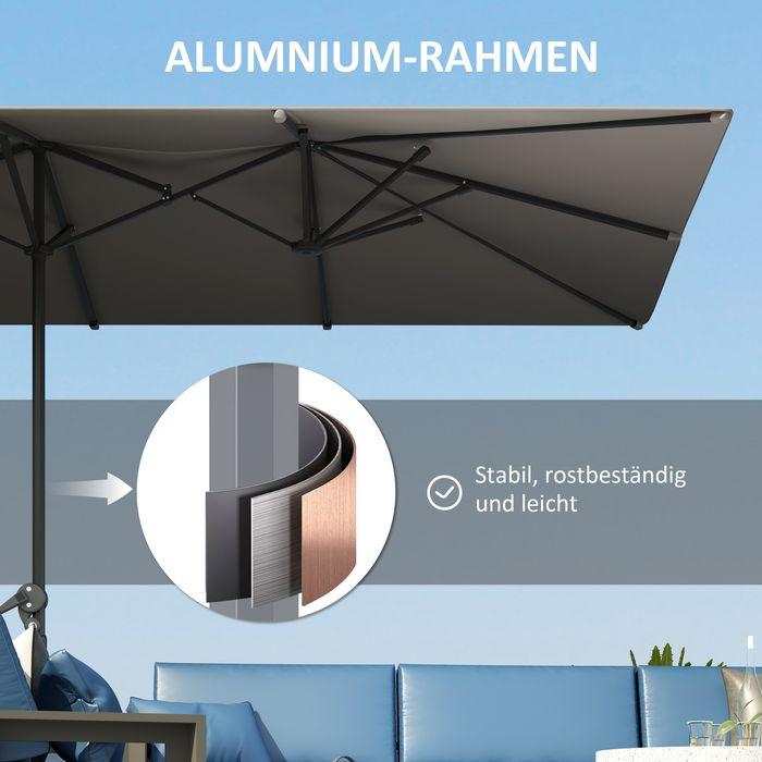 Actual product image Swisshandel24 Doppelsonnenschirm mit Kurbel 451x264 cm, Alu, Dunkelgrau (2.64 m)