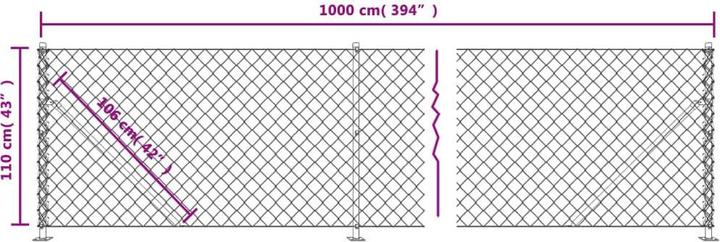 Produktbild VidaXL Maschendrahtzaun mit Bodenflansch Grün 1,1x10 m, Farbe