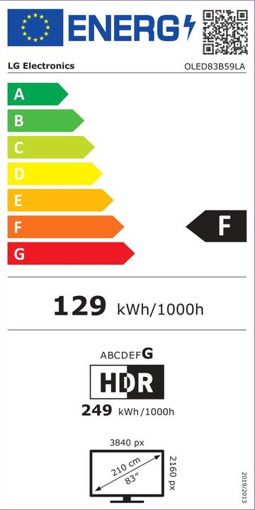 Energielabel LG OLED83B59LA (83", B5, OLED, 4K, 2025)