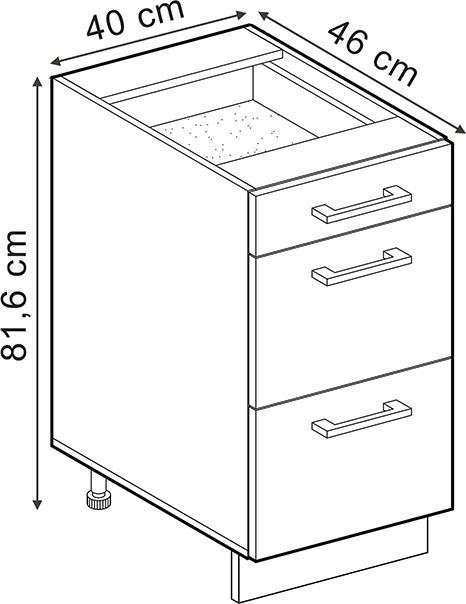 Produktbild Vicco Küchenunterschrank R-Line, Weiss Landhaus/Goldkraft Eiche, 40 cm mit Schubladen, AP Eiche