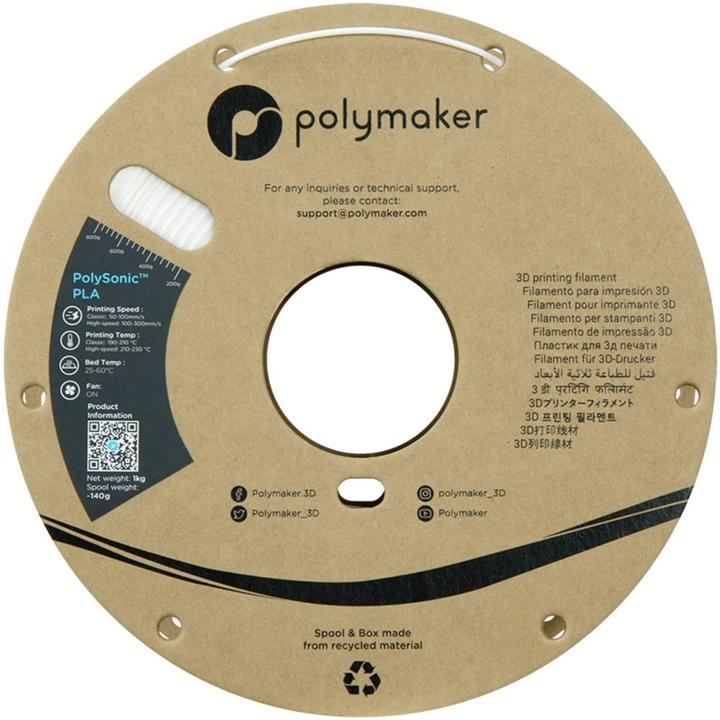 Immagine prodotto Polymaker PLA ad alta velocità PolySonic (PLA, 1.75 mm, 1000 g, Bianco)