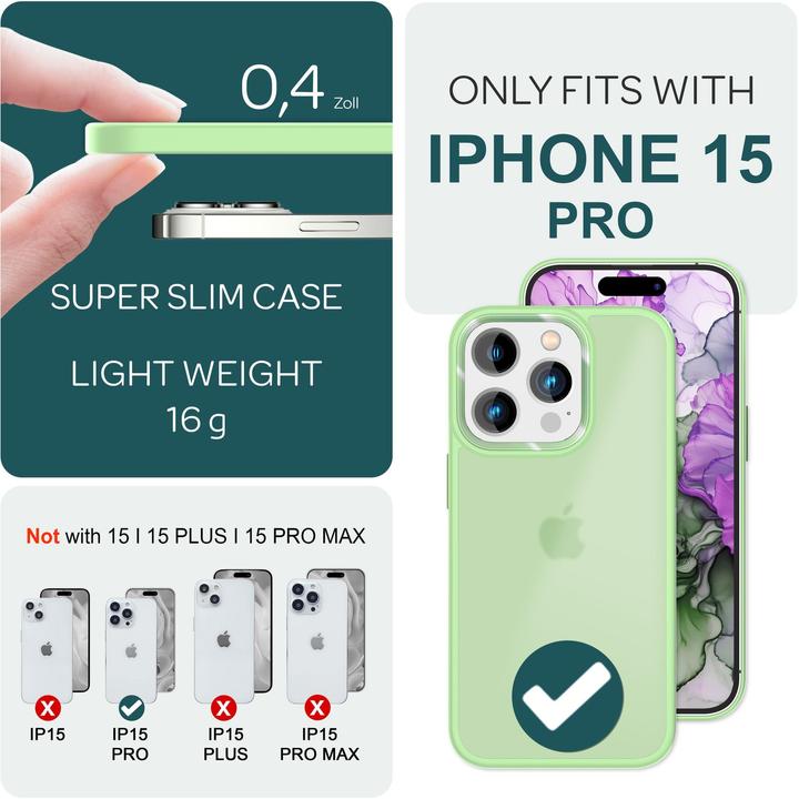 Immagine prodotto Nalia Manica ibrida opaca trasparente smerigliata (Apple iPhone 15 Pro)