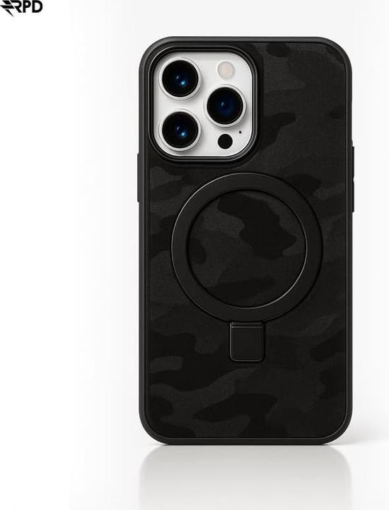 Produktbild RPD iPhone 16 PM - Magsafe Standetui mit camouflage Muster schwarz (Apple iPhone 16 Pro Max)