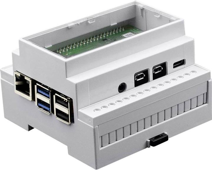 Actual product image Axxatronic CBRPI-DR-4-CLR-CON SBC Enclosure Suitable for: Raspberry Pi for DIN rail mounting White