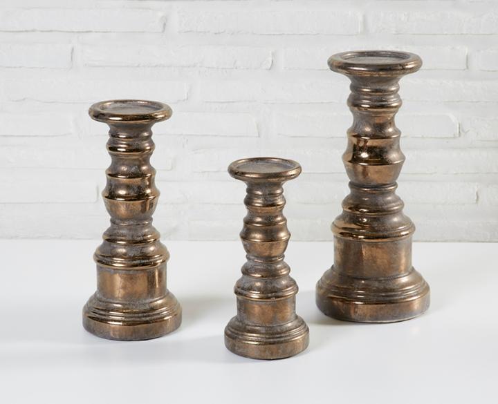 Produktbild La Casa di Caesar Kerzenständer zement gold antik 32 cm