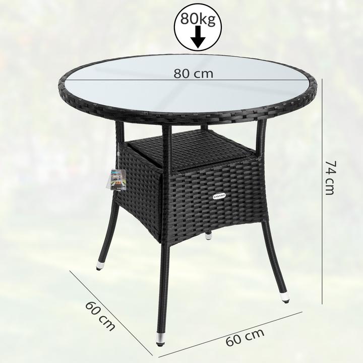 Actual product image Casaria Balcony table in poly rattan (80 cm)