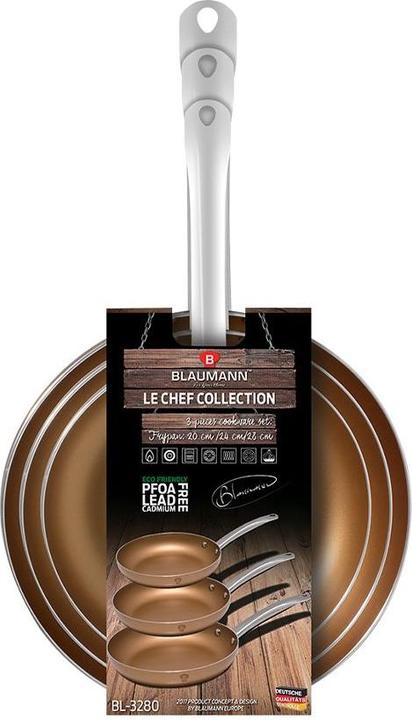 Image du produit Blaumann Set de 3 poêles Le Chef Line (28 cm, Ensemble de casseroles et de poêles de cuisson, Aluminium)