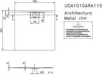 Image du produit Villeroy & Boch V&B Receveur de douche ARCHITECTURA METALRIM carré 1000x1000x15mm blanc