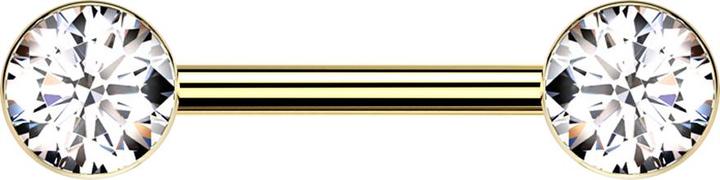 Star Piercing Barbell Threadless vergoldet mit zwei Halbkugeln vergoldet Kristall silber (ohne Messing, Titan G23)