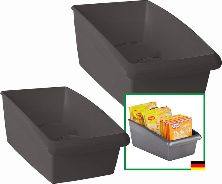 Actual product image Novaliv Soup Bag Box Set - 25 x 12 cm and 25 x 16 cm ANTHRAZIT GRAY - Spice Storage Box -