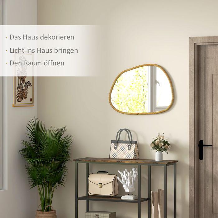 Image du produit Swisshandel24 miroir mural asymétrique 80x60cm miroir salle de bain cadre bois anti oxydé déco salle de bain