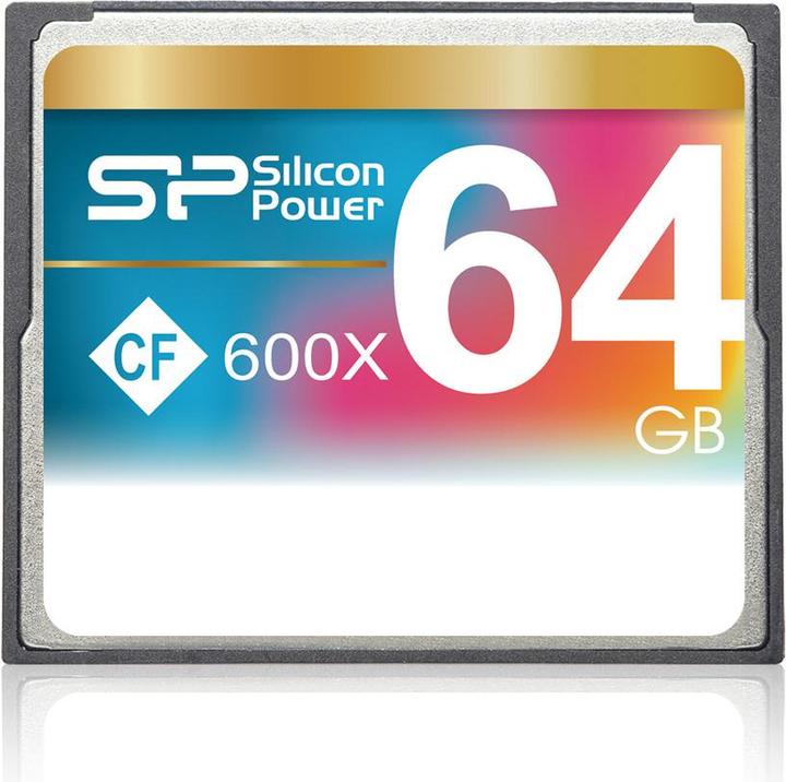 Silicon Power 64GB 600x CF Read up to 90MB/s ATA interface PIO mode 6 MWDMA 4 UDMA 6 ECC function Re (64 GB, CF, U3, UHS-III)