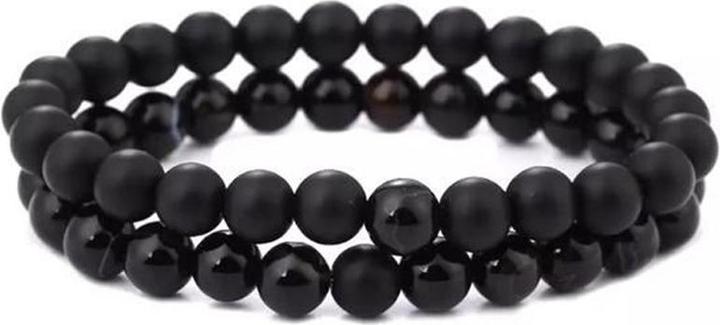 Cbx Elastisches Perlen Armband Matt & Glanz Onyx