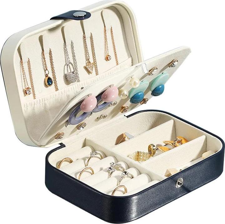 Produktbild Only-Bags.Store Tragbare Schmuckschatulle, Schmuck-Organizer, Reise-Schmuckkästchen, Aufbewahrungsbox aus Leder mit