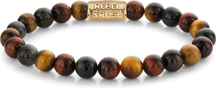 Actual product image Rebel & Rose Bracelet Who's Afraid of the Tiger RR-80088-G-L Gents (19 cm, Acero inoxidable, Ojo de Tigre)