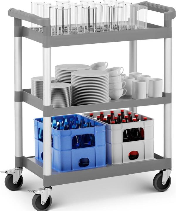 Produktbild Royal Catering Servierwagen Küchenwagen Rollwagen Rollen Transportwagen Kunststoff 3 Borde 60kg