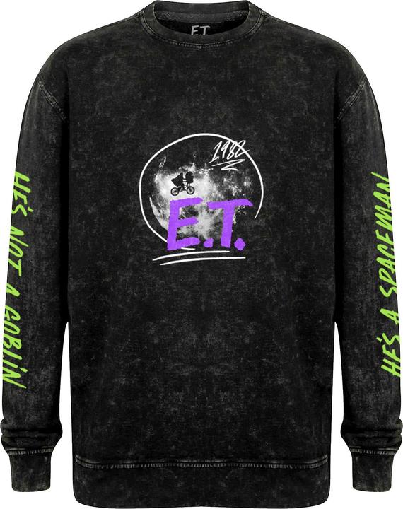 Actual product image E.T. Unisex Adult Kiss Acid Wash Sweatshirt (S)