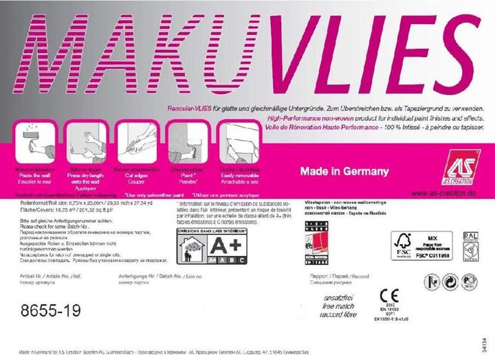 Produktbild A.S. Création Makulaturvlies 130 g/m² Renoviervlies Vliesfaser Malervlies, überstreichbar (75 x 2500 cm)