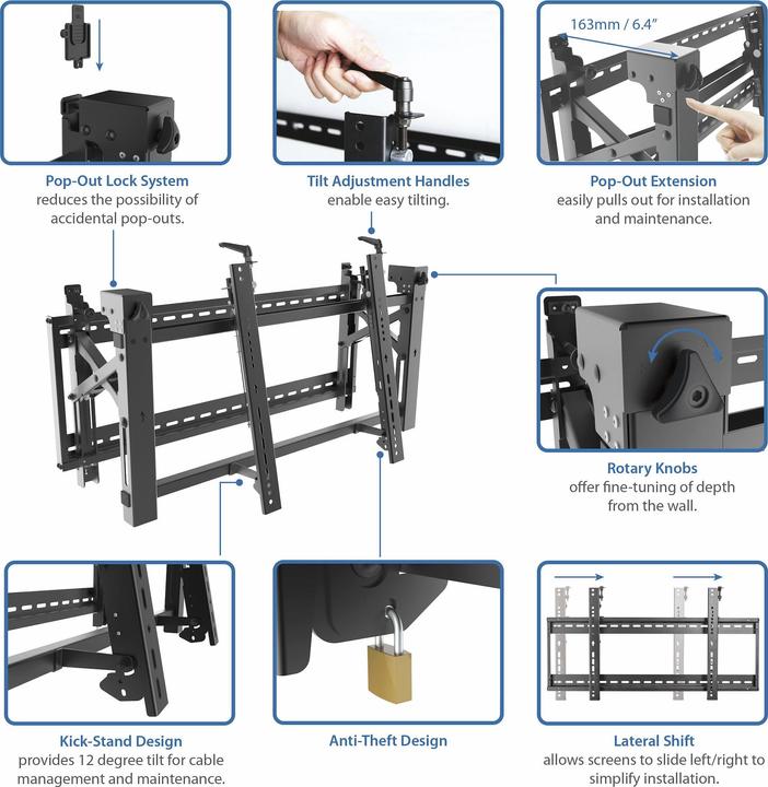 Produktbild StarTech Video Wall Mount - Steel (Wand, 70", 154.70 kg)