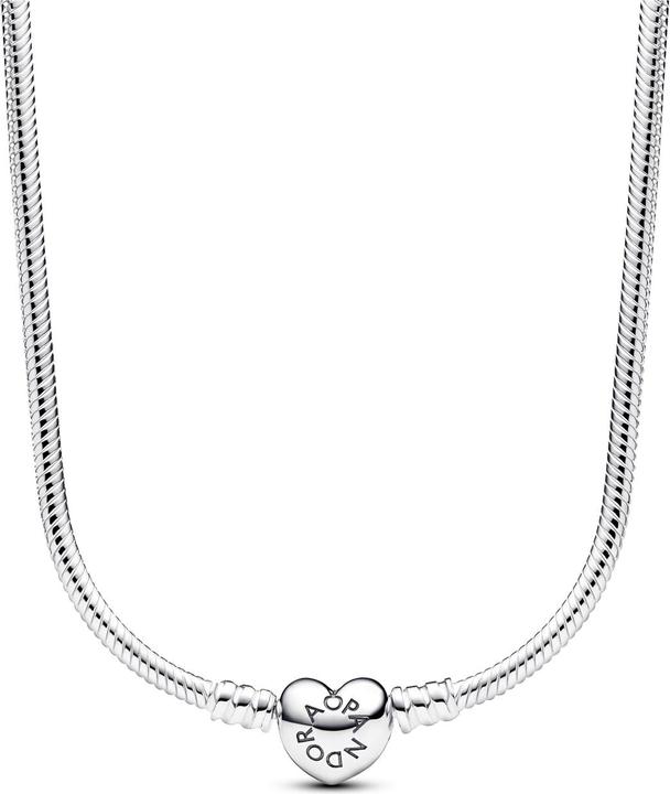 Pandora Moments Schlangen Gliederarmband mit Herzverschluss (Sterling Silber 925, 45 cm)