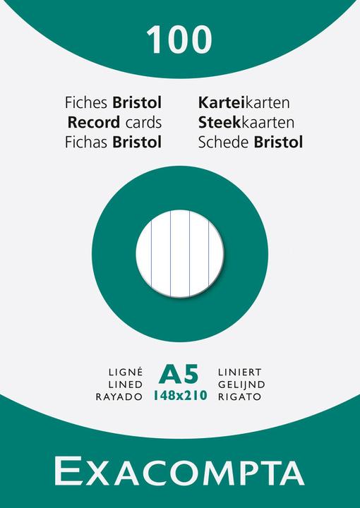 Produktbild Exacompta Karteikarten (A5, 205 g/m², 100 x)