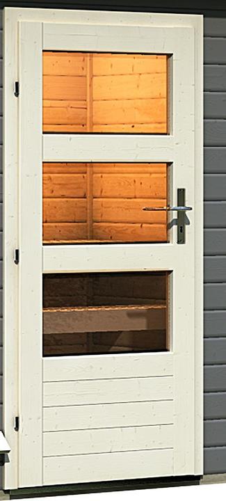Actual product image Karibu Sauna house Pekka corner entry (9 KW Bio external control)