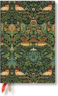 Actual product image Paperblanks PAPERBLAN Agenda Morris Vögel 2026 FD0676-4 1W/2S HOR Mini SC DE 9.5x14cm (14 x 9.5 cm, German)