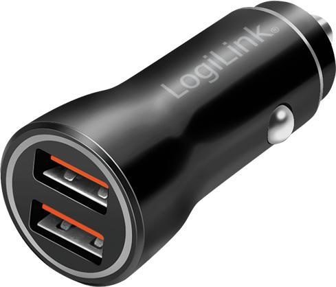 Actual product image LogiLink USB car power supply, 2x USB-A, 10.5 W, black