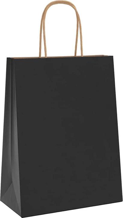 Produktbild VidaXL Kraftpapiertüten 50 Stk. mit Henkel Schwarz 22x11x28 cm Papiertüte (Geschenktüte, 50 x)