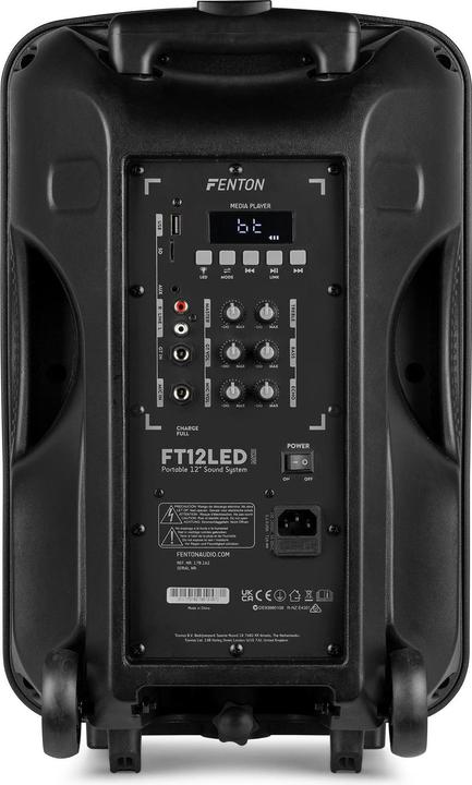 Image du produit Fenton Speaker Bluetooth - FT12LED MK2 karaoke box met LEDâ€™s, accu en microfoon - Voor (Actif)
