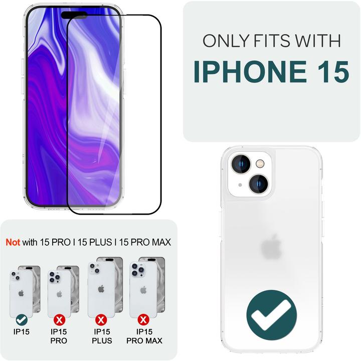 Immagine prodotto Nalia 2x vetro protettivo e 1x sagoma (2 Pezzo/i, Apple iPhone 15)