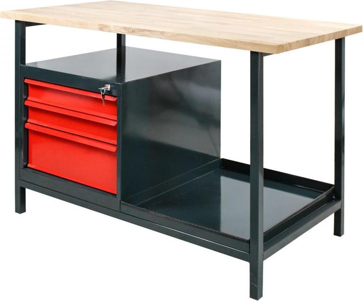 Immagine prodotto Dema Werkbank Werktisch Arbeitstisch Werkstatt Tisch "Eko 3S" mit 3 Schubladen rot (60.50 cm, 120.50 cm)