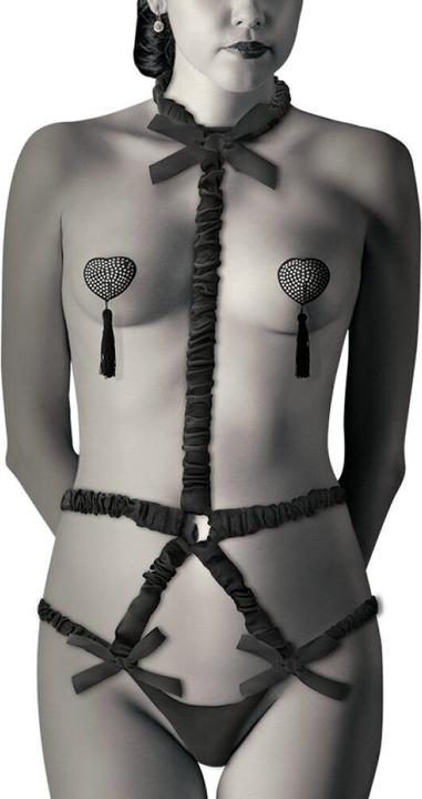 Actual product image Coquette Chic Desire Elastic Harness Set And Nipple Cover Black (One size)