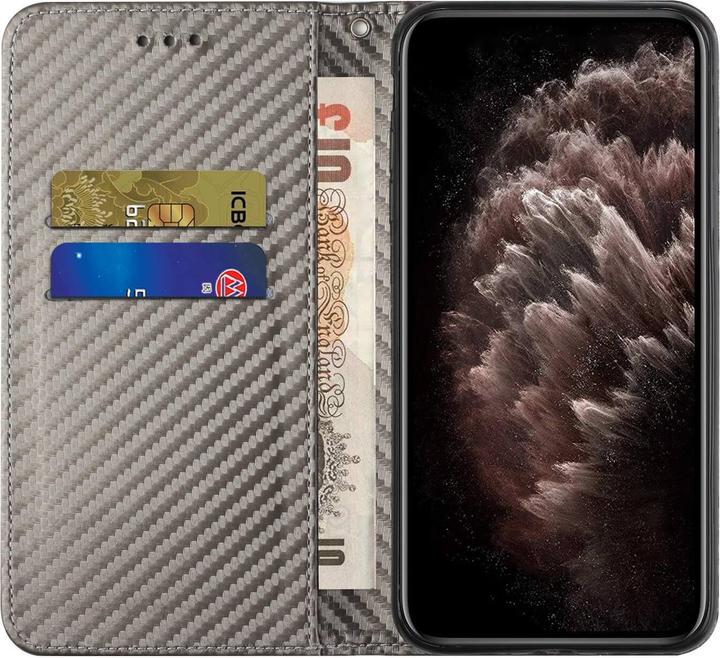 Actual product image Cover-Discount iPhone 14 Plus - Carbon Look Flip Case Cover grey (Apple iPhone 14 Plus)