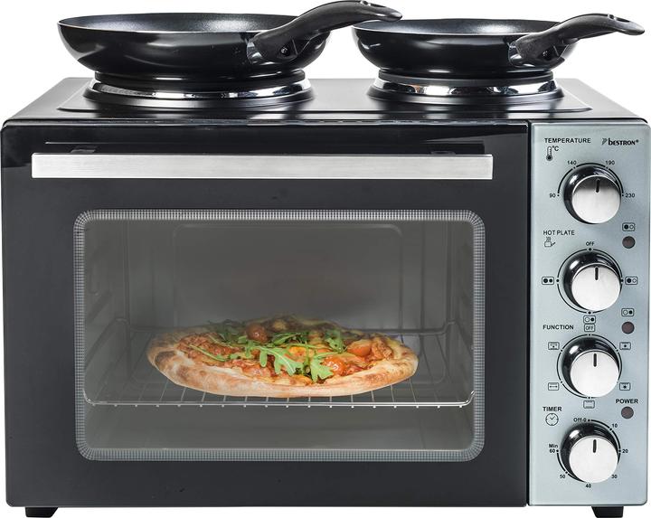 Image du produit Bestron Petite cuisine (gril - four avec double plaque de cuisson) avec tournebroche et fonction de