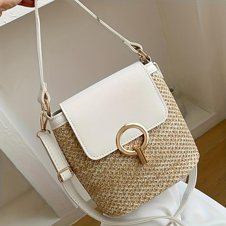 Produktbild Only-Bags.Store schicke Strandtasche aus gewebtem Stroh mit sicherem Verschluss - Alltagstasche, vielseitig